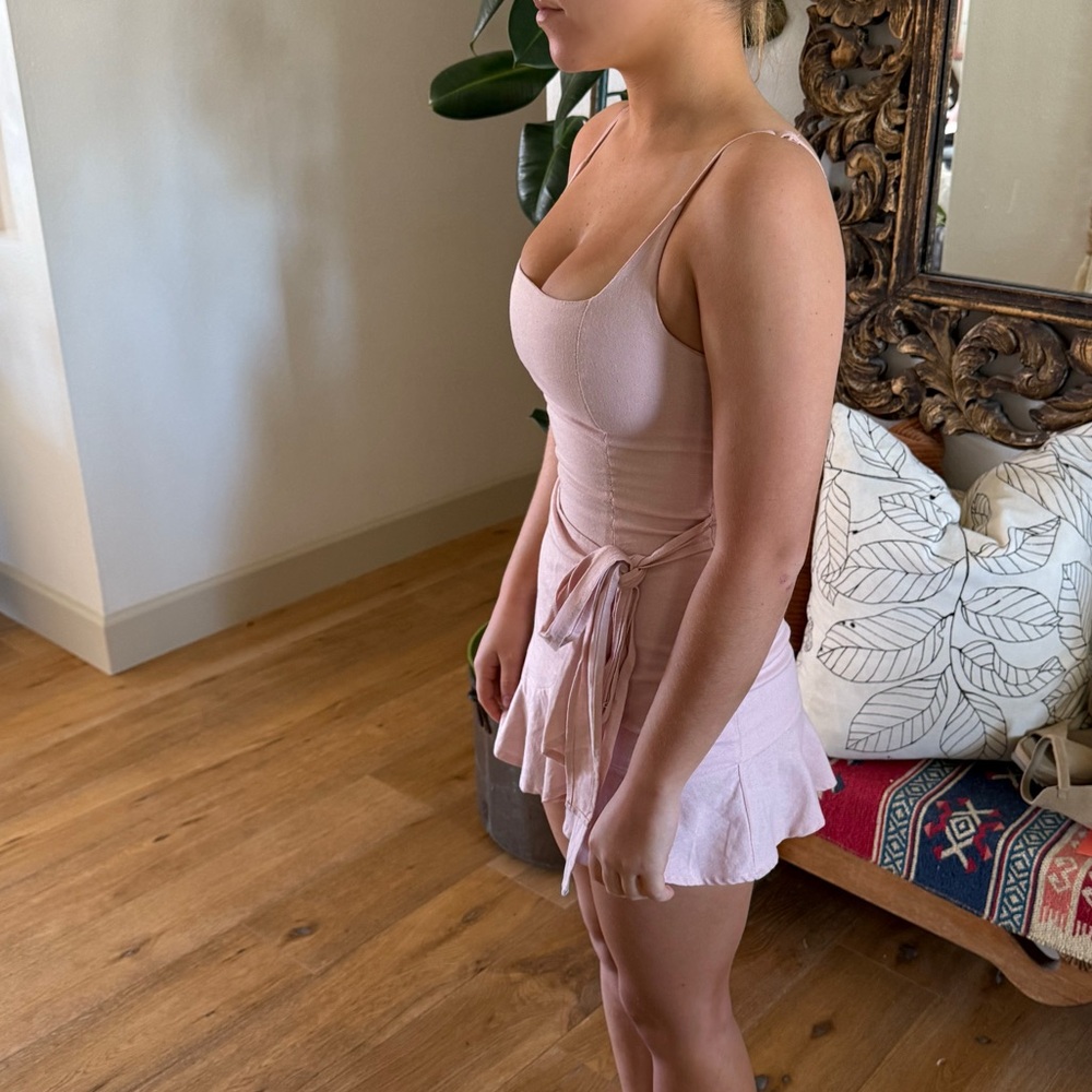 Princess Polly Blush Mini Dress with Tie Waist
